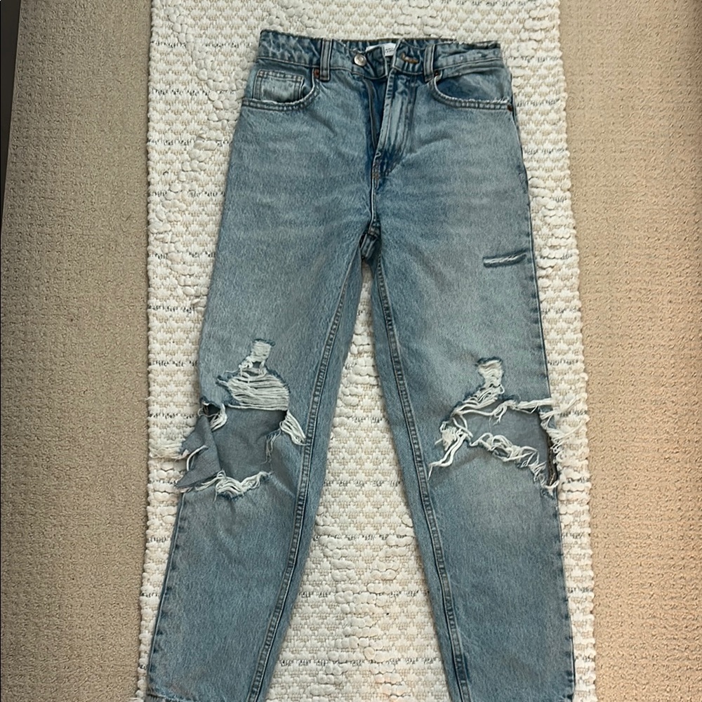 Distressed Blue Jeans
